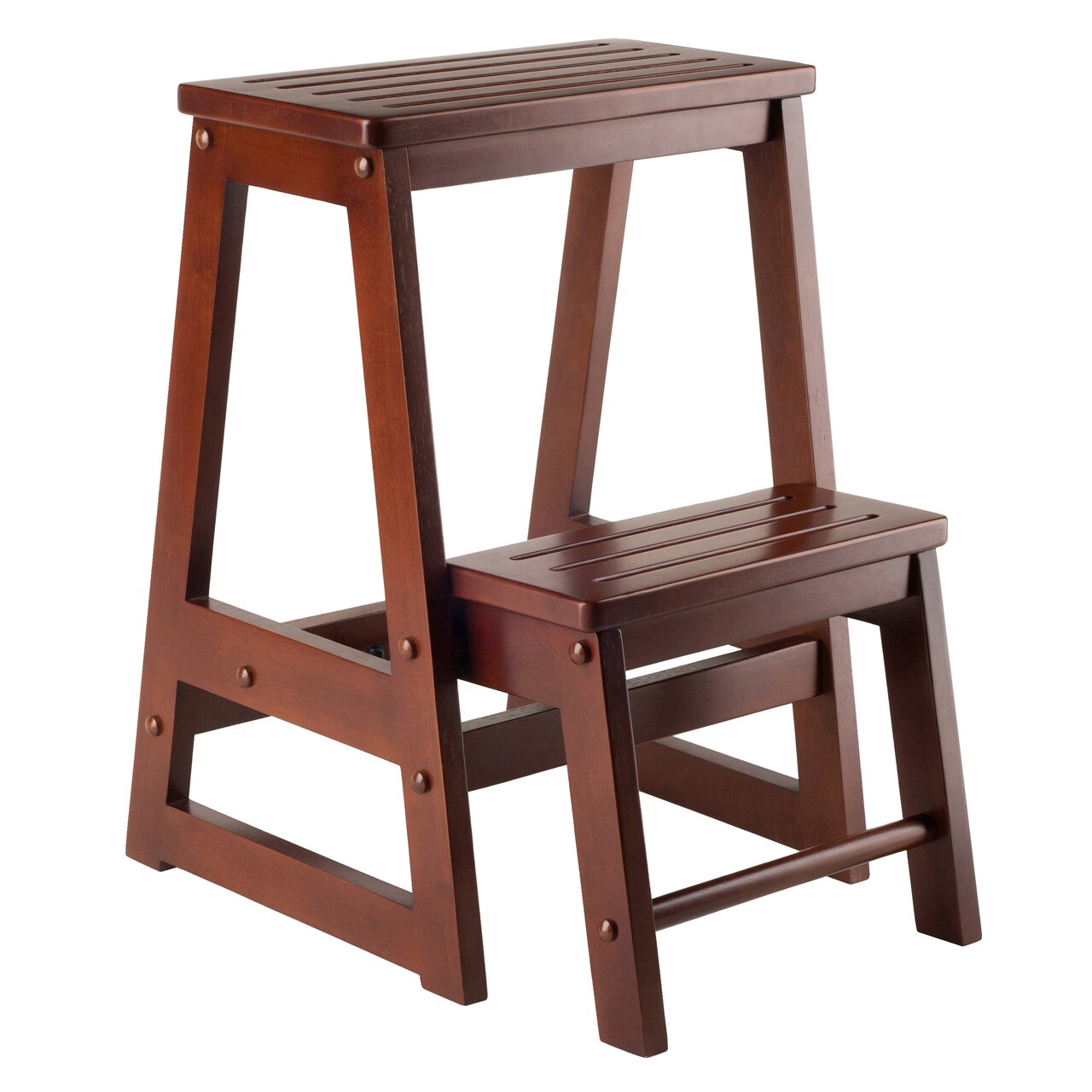 Contemporary Home Living 21.5" Solid Brown Wood Ascend Step Stool